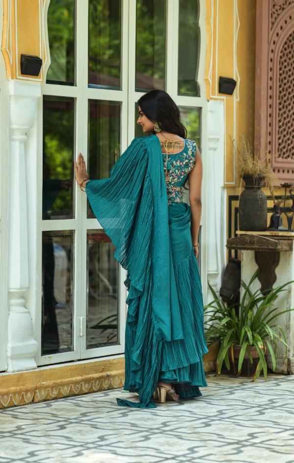 Zara 04 Beautiful Embroidery Ruffle Saree Collection